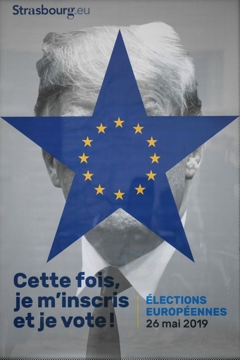 欧州議会選の「顔」はトランプ氏？ 仏ストラスブールの投票啓発ポスター