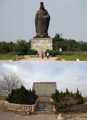 秦の始皇帝の巨像、強風で倒壊 中国・山東省の観光名所