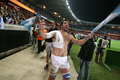 試合に勝利し歓喜するアルゼンチンのファン・マルティン・フェルナンデス・ロベ（%%Juan Martin Fernandez Lobbe%%）。(c)AFP/PAUL ELLIS