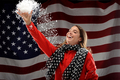 米テレビ局%%NBC%%と米国五輪委員会（%%US Olympic Committee%%、%%USOC%%）が12日、ロサンゼルス（Los Angeles）のスマッシュボックス・スタジオ（Smashbox Studios）でプロモーション用の写真撮影を行い、米国のフィギュアスケート選手などが参加した。写真はカメラに向けてポーズをとるアリッサ・シズニー（%%Alissa Czisny%%）。（2009年5月12日撮影）(c)AFP/Getty Images/Harry How