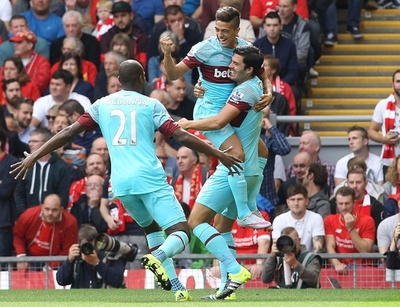 ウェストハムがアンフィールドで52年ぶり勝利、リバプールは今季初黒星