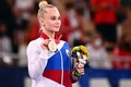 東京五輪、体操女子種目別ゆかで銅メダルを獲得したROCのアンジェリーナ・メルニコワ（2021年8月2日撮影）。(c)Loic VENANCE/ AFP