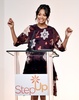 米ビバリーヒルズのビバリー・ヒルトン・ホテル（Beverly Hilton Hotel）で開催された、イベント「Step Up 11th Annual Inspiration Awards 」に出席した女優のゾーイ・サルダナ（Zoe Saldana、2014年5月30日撮影）。(c)AFP/Getty Images/Frazer Harrison