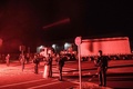 フランス・シェルブールの港付近で、日本向けのMOX燃料輸送に際し警備に当たる憲兵隊（2021年9月8日撮影）。(c)Sameer Al-DOUMY / AFP