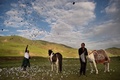 チベット高原に位置する中国青海省玉樹チベット族自治州の草原の遊牧民（2016年7月26日撮影、資料写真）。(c)NICOLAS ASFOURI / AFP