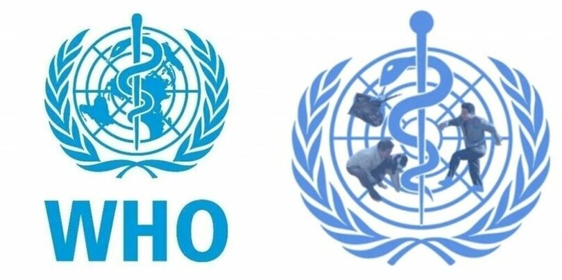 WHO公式ロゴ（左）とイルベ合成ロゴ＝WHO公式ホームページとオンラインコミュニティ(c)news1