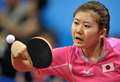 韓国戦でシングルスに臨む日本の福原愛（%%Ai Fukuhara%%、2008年8月14日撮影）。(c)AFP/TEH Eng Koon