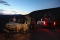 メキシコ・ソノラ州の山岳地帯で襲撃されたモルモン教徒の家族が乗っていた車（2019年11月5日撮影）。(c)STRINGER / AFP
