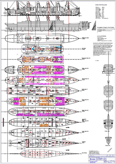 タイタニック図面 1911 客船タイタニックの一般配置図 【Maritime Gallery Ocean
