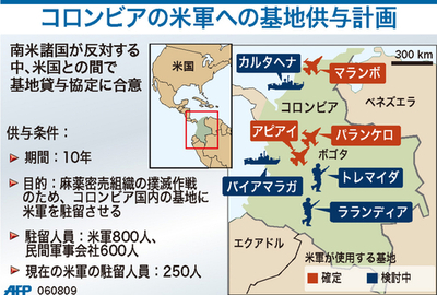 【図解】コロンビアの米軍への基地供与計画