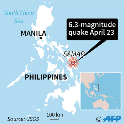 フィリピンで再び地震、中部でM6.3