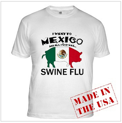 おもしろい？不謹慎？定番おみやげTシャツにインフル・バージョン