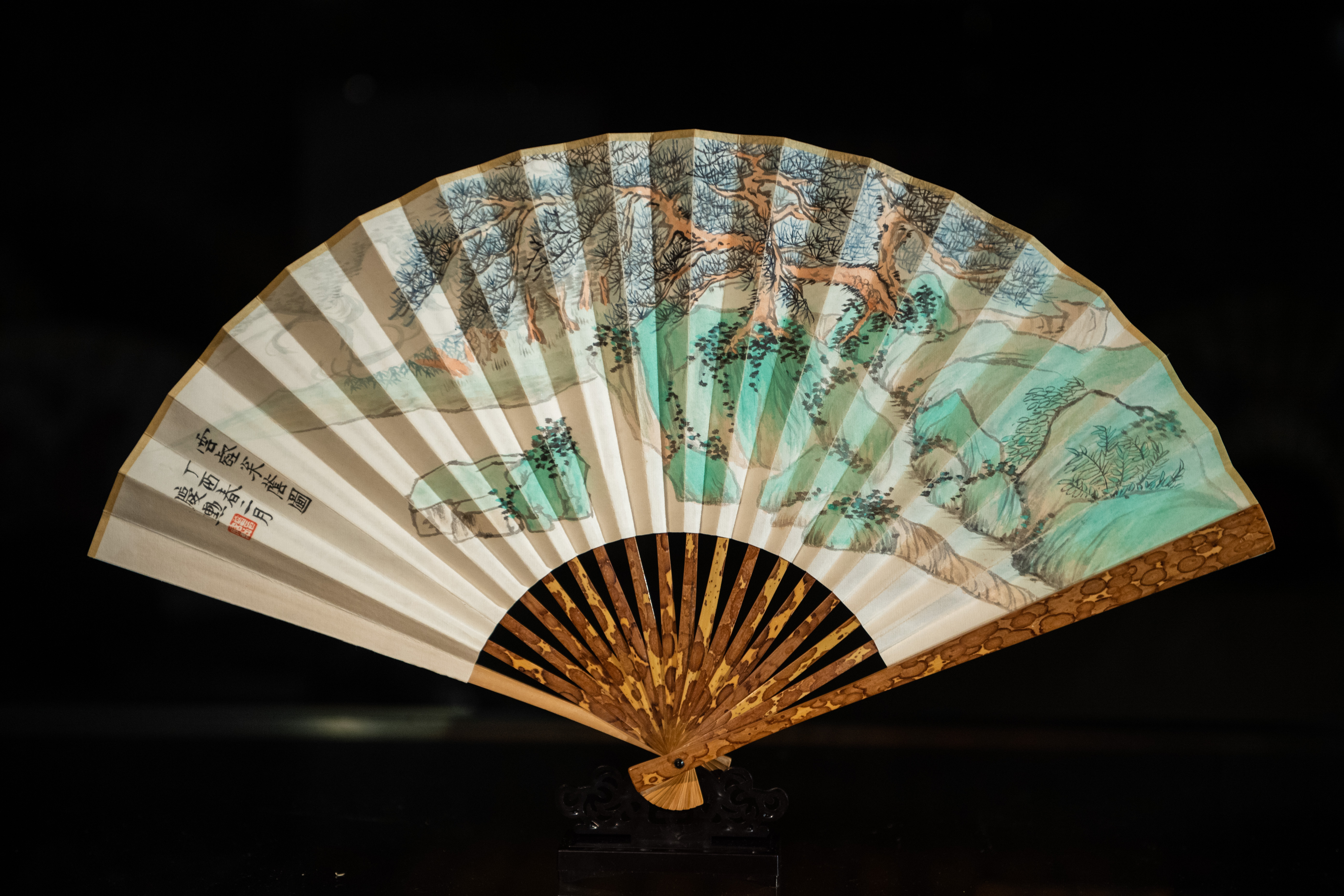 扇子中国  趙谷画  謝葛書  咸豊年間？ 清国？ 中国風 インテリア書画 大扇子 : 中国貿易公司ctcオンライン