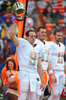 NFLプロボウル2014（NFL Pro Bowl 2014）。試合前に紹介を受けるチーム・ライスのドリュー・ブリーズ（Drew Brees、2014年1月26日撮影）。(c)AFP/Getty Images/Scott Cunningham