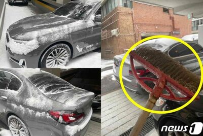 大切な外車に積もる雪、隣人が善意で落としてくれたが…車体が傷だらけ、韓国男性「むなしい」