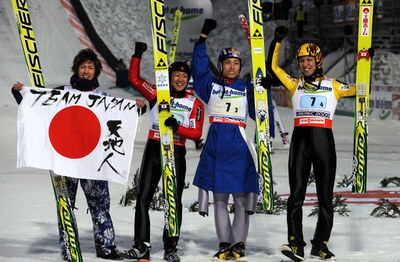 日本がジャンプ団体で3位に オーストリアが3連覇、ノルディックスキー世界選手権