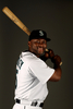 米大リーグ（MLB）のシアトル・マリナーズ（%%Seattle Mariners%%）は25日、キャンプが行われているアリゾナ州ピオリア（Peoria）でメディア向けのフォトデーを催した。写真はポーズをとるミルトン・ブラッドリー（%%Milton Bradley%%）。（2010年2月25日撮影）(c)AFP/Getty Images/Ezra Shaw