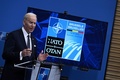 ベルギーの首都ブリュッセルにある北大西洋条約機構（NATO）本部で記者会見するジョー・バイデン米大統領（2022年3月24日撮影）。(c)Brendan SMIALOWSKI / AFP