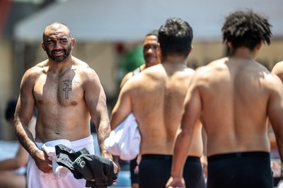 Japan's national rugby team trains in Urayasu