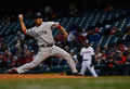 11MLB、クリーブランド・インディアンス（Cleveland Indians）対ボストン・レッドソックス（Boston Red Sox）。先発登板し、5回を投げ6安打、3失点で敗戦投手となったレッドソックスの松坂大輔（Daisuke Matsuzaka、2011年4月6日撮影）。(c)AFP/Getty Images/Jared Wickerham