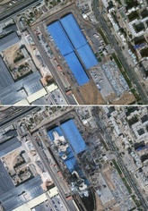 落雷で爆発の倉庫、被害前後の比較画像 ウズベキスタン