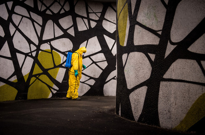 【今日の1枚】ウイルスも寝ている間？に、夜の街の消毒