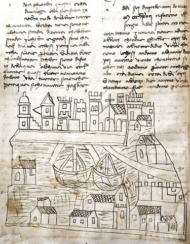 最古のベネチア風景画を発見、14世紀の巡礼手稿から 写真1枚 国際