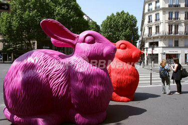 再生アートのウサギたち、パリの百貨店を「占拠」 写真1枚 国際