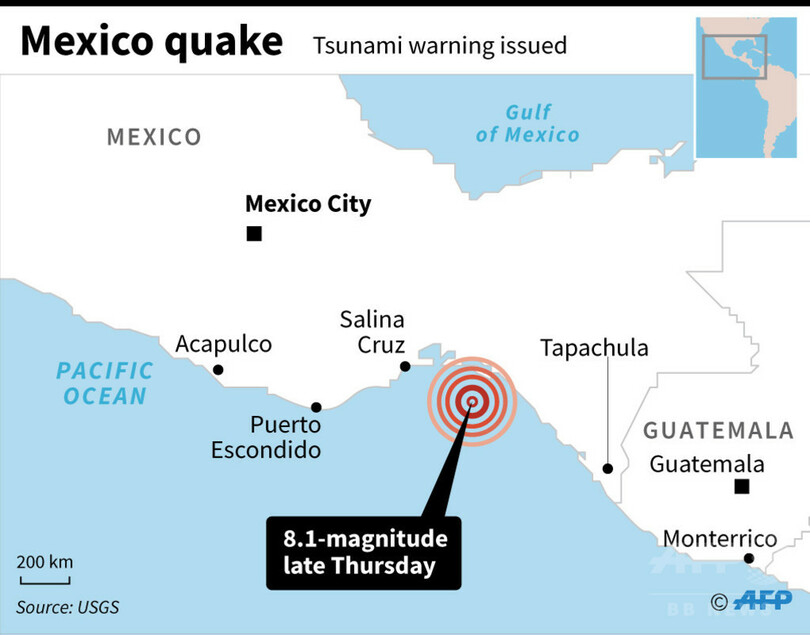 メキシコでM8.2の地震、少なくとも15人死亡 「過去100年間で最大の地震」