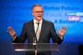 オーストラリアのシドニーで、支持者を前に演説する労働党のアンソニー・アルバニージー党首（2022年5月21日撮影）。(c)Wendell TEODORO / AFP
