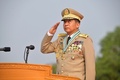 ミャンマーの首都ネピドーで行われた軍の記念式典に出席したミンアウンフライン国軍総司令官。同国軍提供（2022年3月27日撮影、提供）。(c)Handout / MYANMAR MILITARY INFORMATION TEAM / AFP