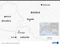 ウクライナ国境に近いロシア・ブリャンスクの位置を示した地図（2022年4月25日作成）。(c)SOPHIE RAMIS, TUPAC POINTU / AFP