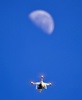 チリの首都サンティアゴ市内の公園上空を飛行する小型無人飛行機（2015年4月10日撮影）。(c)AFP/MARTIN BERNETTI