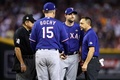 23MLB、ワールドシリーズ（7回戦制）、アリゾナ・ダイヤモンドバックス対テキサス・レンジャーズ。4回に降板するテキサス・レンジャーズのマックス・シャーザー（右から2人目、2023年10月30日撮影）。(c)Christian Petersen/Getty Images/AFP