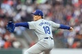 24MLB、サンフランシスコ・ジャイアンツ対ロサンゼルス・ドジャース。先発登板するロサンゼルス・ドジャースの山本由伸（2024年5月13日撮影）。(c)Ezra Shaw/Getty Images/AFP