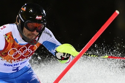 男子回転を制したマット、アルペン史上最年長金メダリストに ソチ五輪