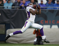 第1QにタッチダウンパスをキャッチするバイキングスのWRトロイ・ウィリアムソン（%%Troy Williamson%%）。(c)AFP/Getty Images Jonathan Daniel