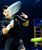 ドバイ・テニス選手権（Dubai Duty Free Tennis Championships 2014）、男子シングルス1回戦。リターンを狙うノバク・ジョコビッチ（Novak Djokovic、2014年2月25日撮影）。(c)AFP/MARWAN NAAMANI