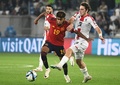 サッカー欧州選手権予選、グループA、ジョージア対スペイン。突破を図るスペインのラミネ・ヤマル（左、2023年9月8日撮影）。(c)Vano SHLAMOV / AFP