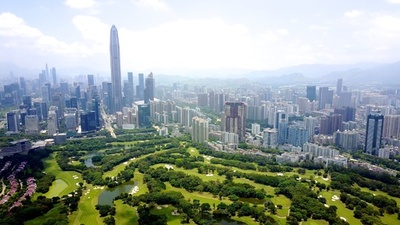 空から見た深セン