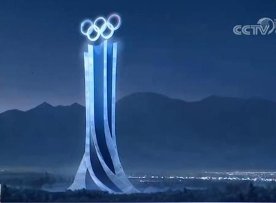 「五輪マーク」が万里の長城の近くに登場