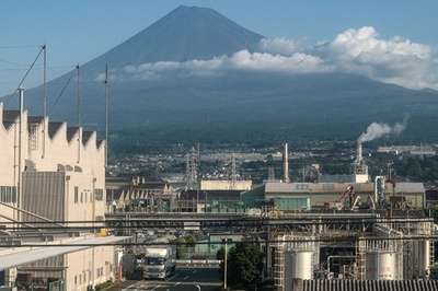 Mt. Fuji seen from Fuji city
