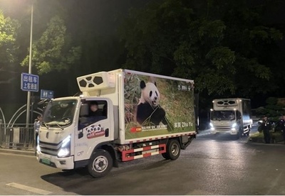 パンダの「ジンシー」「ジューユー」が中国成都からスペインに向け旅立ち