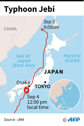 台風21号、少なくとも10人死亡 関空は再開の見通し立たず