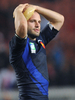 試合後に落胆した表情を見せるフランスのフレデリック・ミシャラク（%%Frederic Michalak%%）。(c)AFP/MARTIN BUREAU