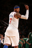 12-13NBAは23日、プレーオフ1回戦（7回戦制）第2戦が行われ、ニューヨーク・ニックス（New York Knicks）は87-71でボストン・セルティックス（Boston Celtics）を下し、対戦成績を2勝0敗とした。

試合に臨むニューヨーク・ニックスのカーメロ・アンソニー（Carmelo Anthony、2013年4月23日撮影）。(c)AFP/Getty Images/NBAE/Nathaniel S. Butler