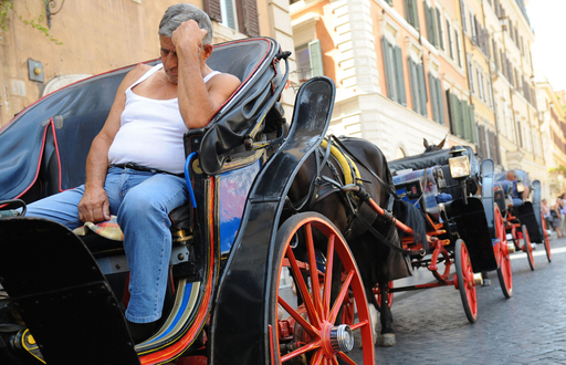 ローマで人気の観光馬車、暑い夏には昼休み 写真8枚 国際ニュース
