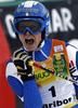 フィニッシュエリアで喜ぶマヌエラ・モエルグ。(c)AFP/HRVOJE POLAN