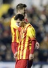 13-14スペイン1部リーグ第20節、レバンテ（Levante）対FCバルセロナ（FC Barcelona）。落胆した様子を見せるFCバルセロナのリオネル・メッシ（Lionel Messi、2014年1月19日撮影）。(c)AFP/JOSE JORDAN