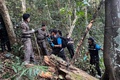 タイ北部チェンライで、麻薬密売人とみられる男らとの銃撃戦があった森の現場を歩く軍の作戦部隊。タイ陸軍公開（2023年1月12日撮影、公開）。(c)AFP PHOTO / Pha Muang Task Force